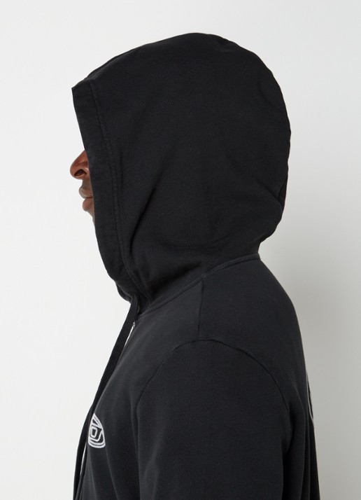 Diesel S-GINN-HOOD-ZIP-E1 sweatvest met logo- en backprint - detail 5 zwart