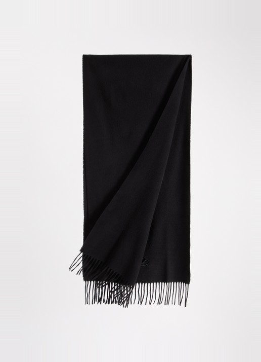 Diesel S-imon-D-Long sjaal in wolblend met logo 200 x 49 cm - detail zwart