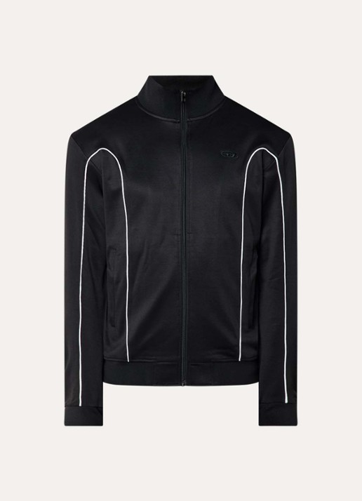 Diesel S-locking trackvest met logoborduring en steekzakken - voorkant 2 zwart