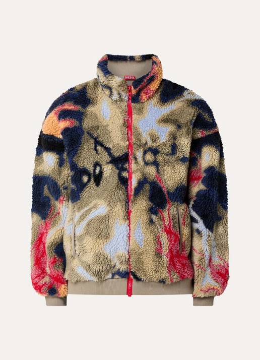 Diesel S-Luke jack van teddy met steekzakken en print - voorkant 2 donkerblauw