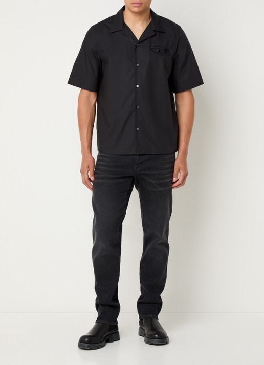 Diesel S-Mac-Pcal regular fit overhemd met logo - voorkant 4 zwart