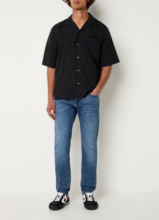 Diesel S-Mac regular fit overhemd met borduring - voorkant 2 zwart