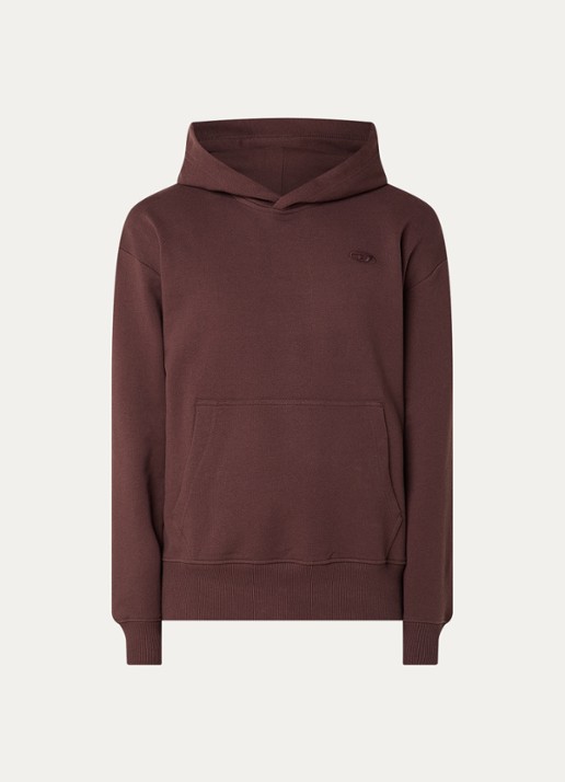 Diesel S-Macs-Hood hoodie met borduring - voorkant 4 roodbruin