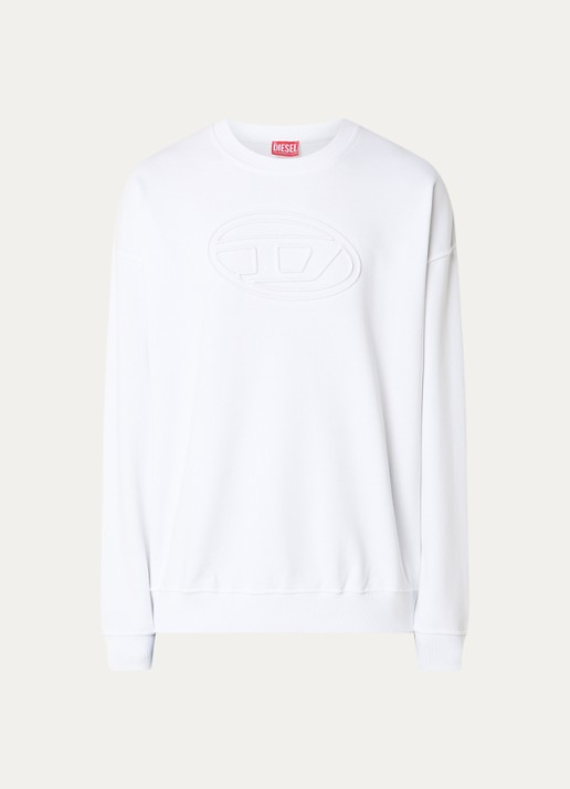 Diesel S-Mart-Bigoval sweater met 3D logoprint - voorkant wit