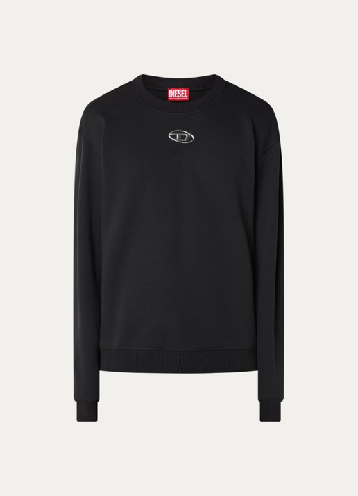 Diesel S-Norm-Iod sweater met logo - voorkant zwart
