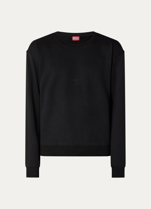 Diesel S-Norm sweater met logoborduring - voorkant zwart