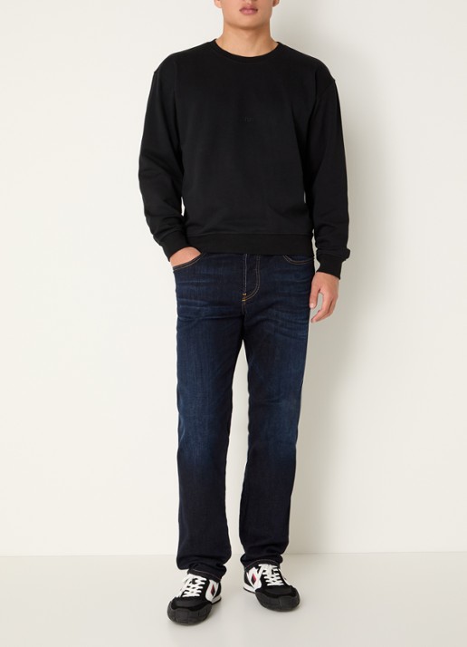 Diesel S-Norm sweater met logoborduring - voorkant 2 zwart