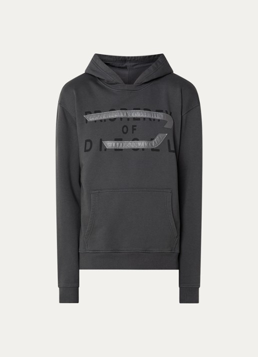 Diesel S-Norman-Hood hoodie met logo - voorkant 2 donkergrijs