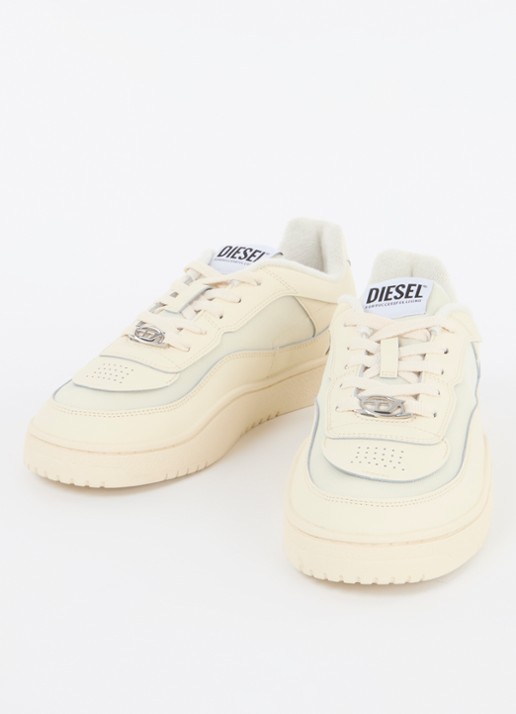 Diesel S-Oval Skate sneaker van leer met logo - detail 2 ivoor