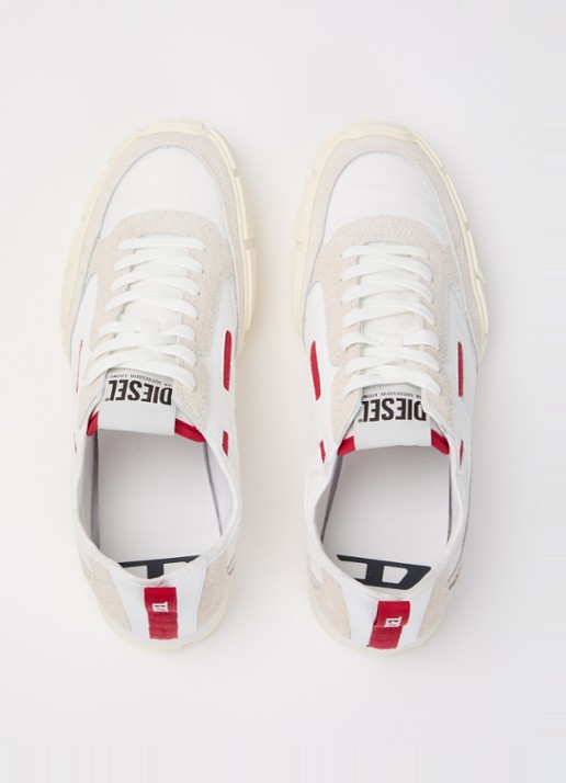 Diesel S-Pagodha Low sneaker van suède met leren details - detail 2 gebroken wit