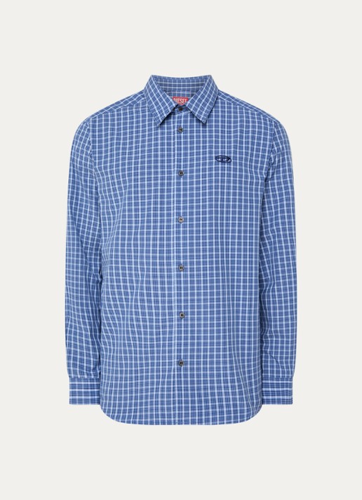 Diesel S-Simply-Dlbv regular fit overhemd met ruitdessin - voorkant 2 blauw