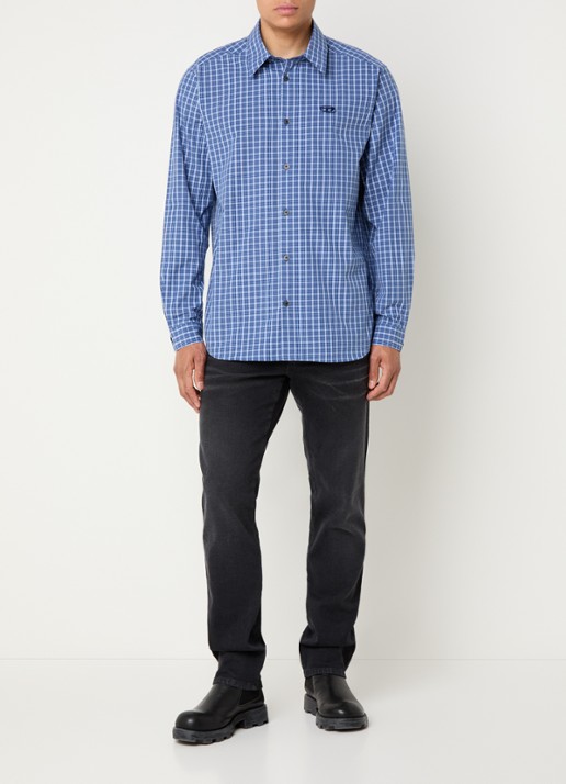 Diesel S-Simply-Dlbv regular fit overhemd met ruitdessin - voorkant 3 blauw