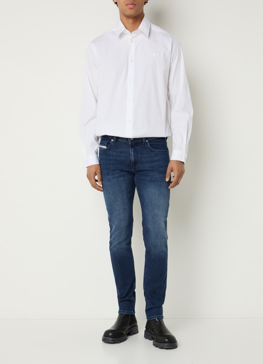 Diesel S-simply-GSBH regular fit overhemd met logoborduring - voorkant 3 wit