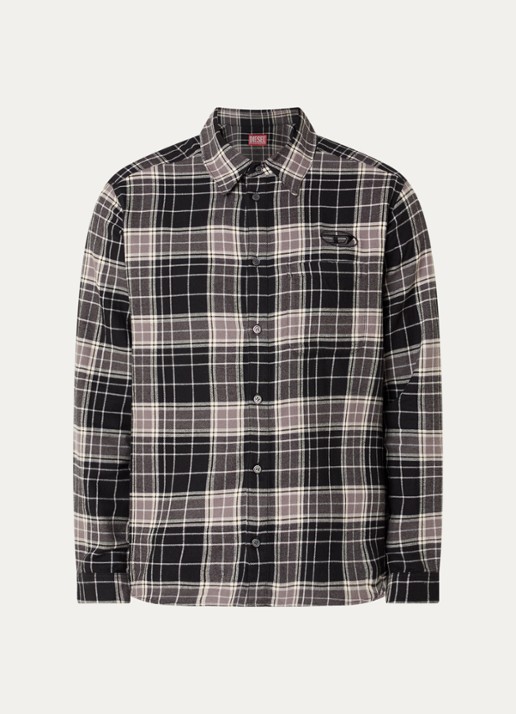 Diesel S-simply-HNBI overshirt met ruitdessin - voorkant 3 antraciet