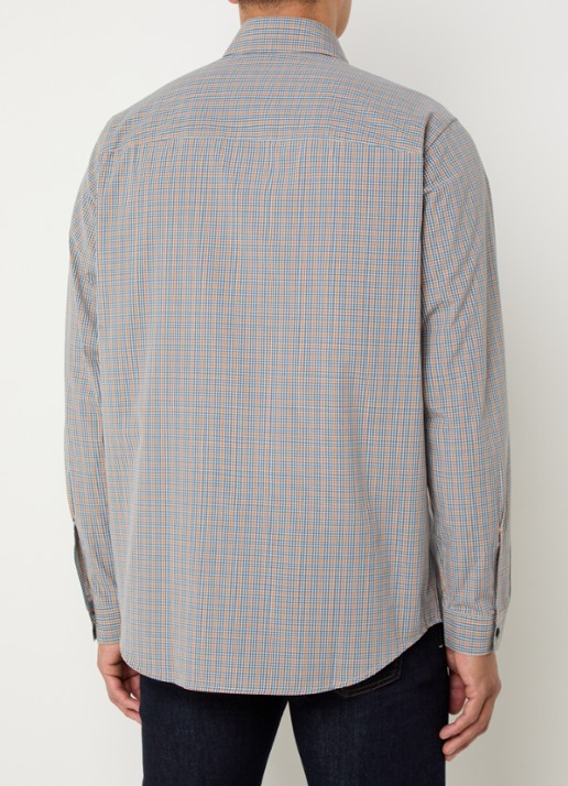 Diesel S-Simply regular fit overhemd met ruitdessin en logo - achterkant blauw