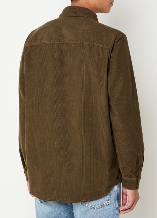 Diesel S-Simply regular fit overhemd van corduroy - achterkant 4 mosgroen