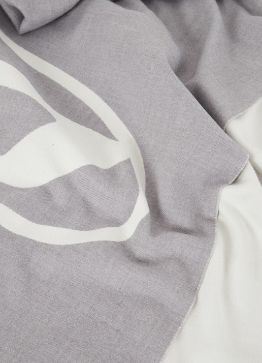 Diesel S-Tevie sjaal in wolblend met logo 185 x 65 cm - detail 3 grijs