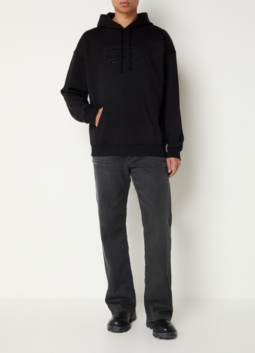 Diesel S-Ummer-Bigoval hoodie met 3D logoprint - voorkant 5 zwart