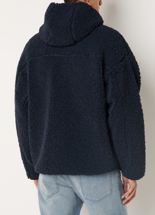 Diesel S-Zat teddy jack met logo en steekzakken - achterkant 2 donkerblauw