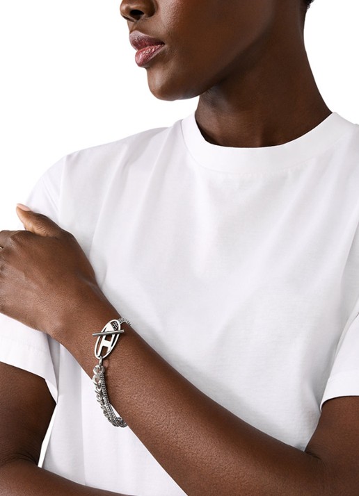 Diesel Schakelarmband met logo DX1550040 - detail 3 zilver