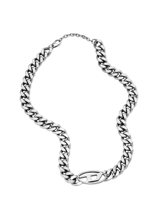 Diesel Schakelketting met logo DX1433040 - voorkant 2 zilver