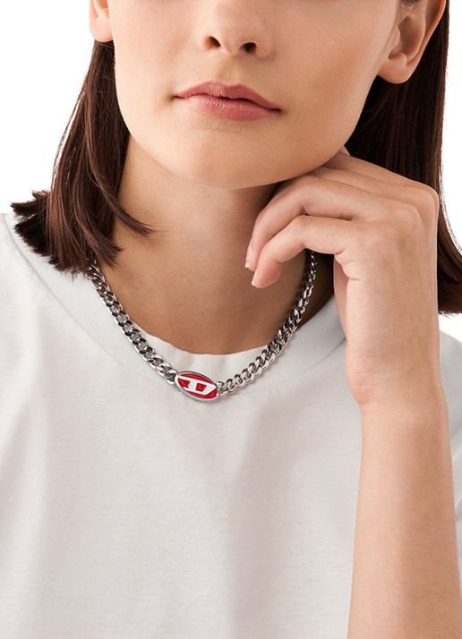 Diesel Schakelketting met logo DX1446040 - detail 2 zilver