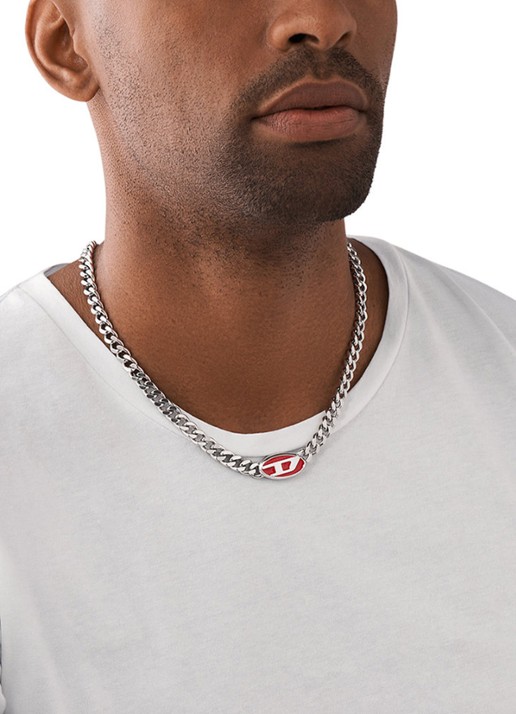 Diesel Schakelketting met logo DX1446040 - voorkant 4 zilver