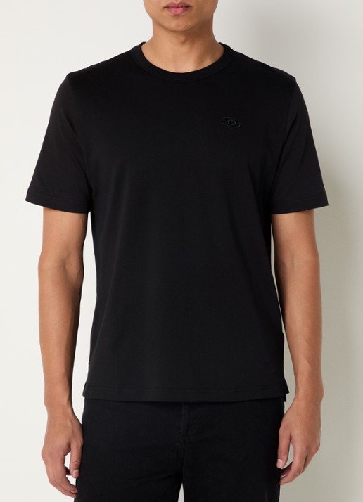 Diesel T-Adjust-Slit T-shirt met logoborduring - detail 4 zwart