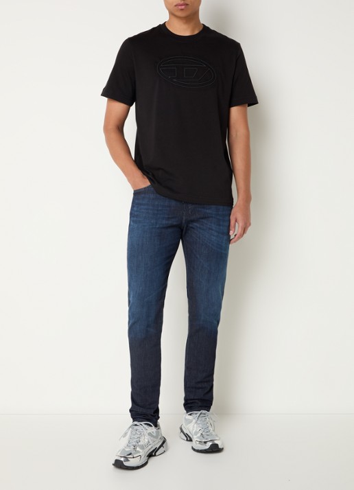 Diesel T-Adjust T-shirt met 3D logoprint - voorkant 3 zwart