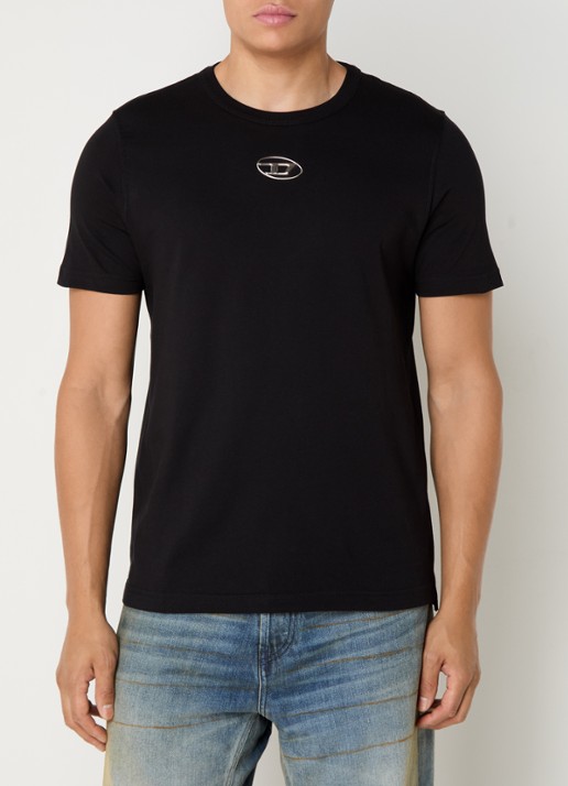 Diesel T-Adjust T-shirt met logo  - detail 4 zwart