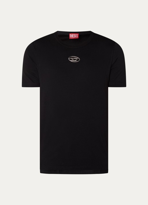 Diesel T-Adjust T-shirt met logo  - voorkant 2 zwart