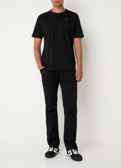 Diesel T-Adjust T-shirt met logoborduring - voorkant 4 zwart