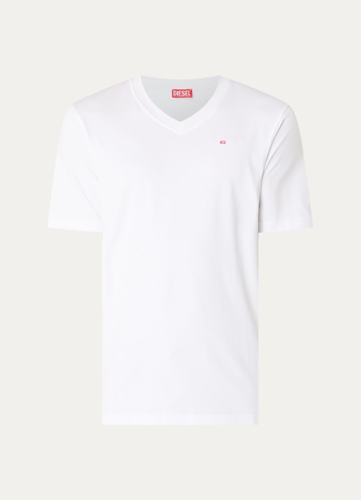 Diesel T-Adjust T-shirt met logoborduring - voorkant 3 wit
