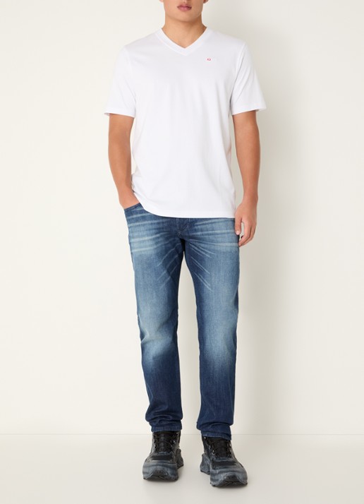 Diesel T-Adjust T-shirt met logoborduring - voorkant 4 wit