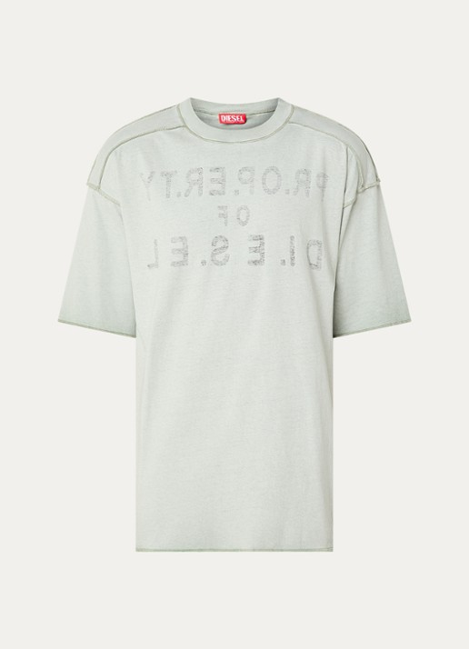 Diesel T-Adjust-T1 T-shirt met logo - voorkant 2 lindegroen