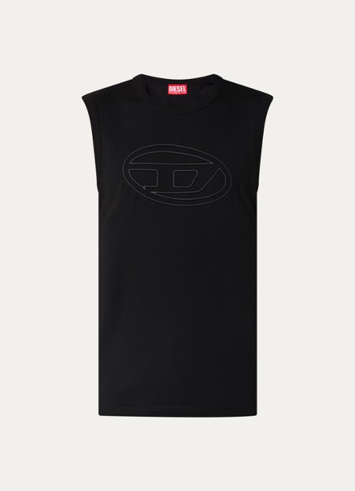Diesel T-Bisco-Bigoval tanktop met 3D logoprint - voorkant zwart