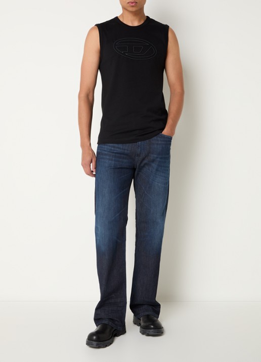 Diesel T-Bisco-Bigoval tanktop met 3D logoprint - voorkant 2 zwart
