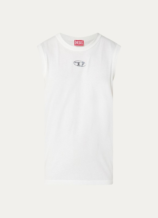 Diesel T-Bisco-Iod tanktop met logo - voorkant wit