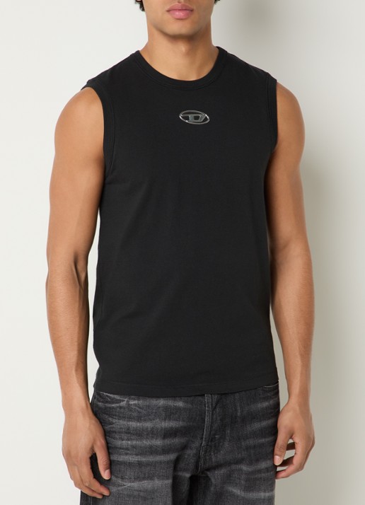 Diesel T-Bisco-Iod tanktop met logo - detail 4 zwart