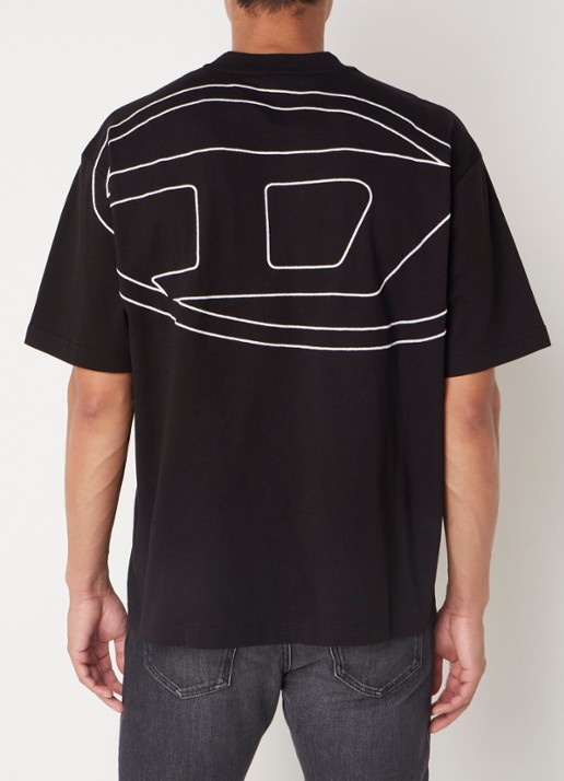 Diesel T-Boggy-Megoval T-shirt met logoborduring
