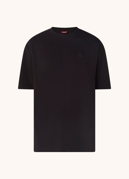 Diesel T-Boggy-Megoval T-shirt met logoborduring - voorkant zwart