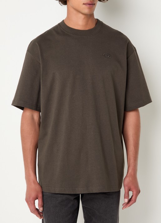 Diesel T-Boggy T-shirt met logoborduring - achterkant donkerbruin
