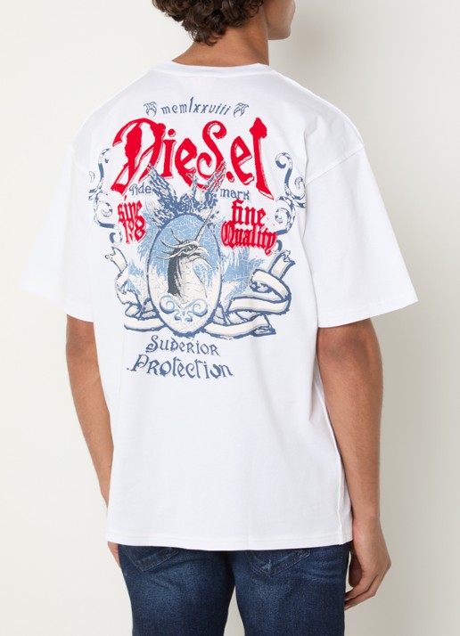 Diesel T-Box-Aa2 T-shirt met logo- en backprint - detail 3 wit