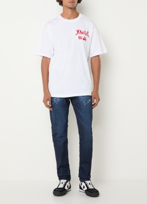 Diesel T-Box-Aa2 T-shirt met logo- en backprint - voorkant 2 wit