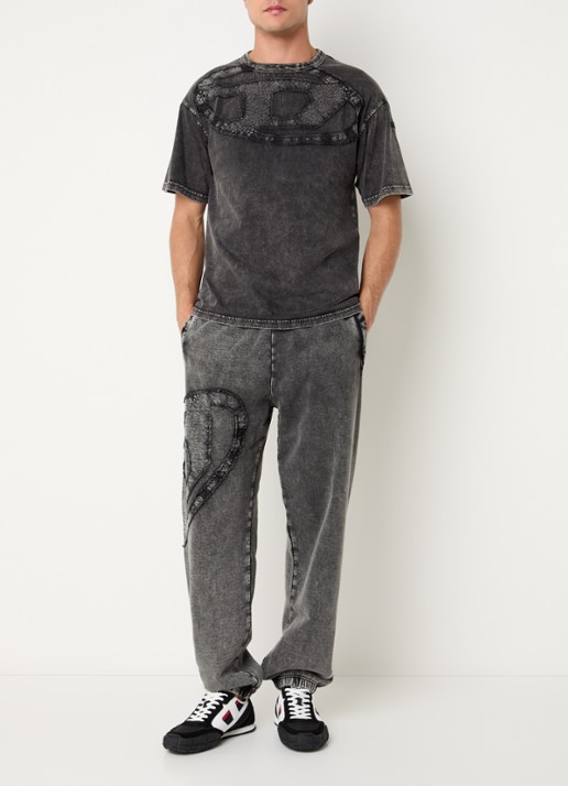 Diesel T-Box-Den T-shirt met borduring - voorkant 3 antraciet
