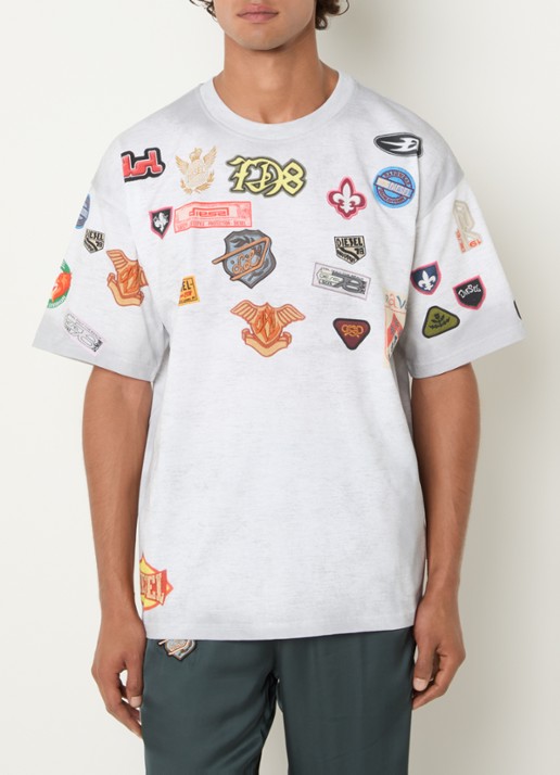 Diesel T-Boxt-AA6 T-shirt met print - detail lichtgrijs