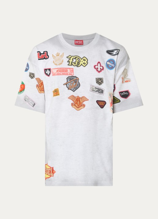 Diesel T-Boxt-AA6 T-shirt met print - voorkant 2 lichtgrijs