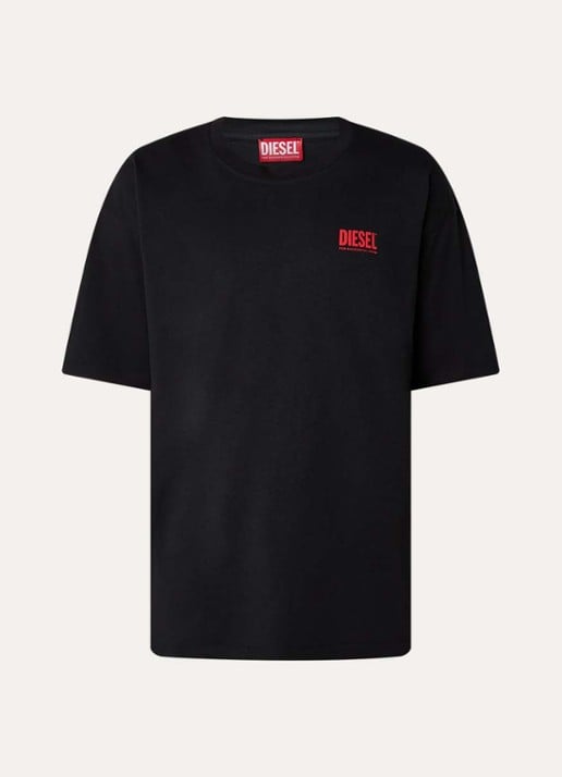 Diesel T-Boxt-Bisk T-shirt met logo- en backprint - voorkant zwart