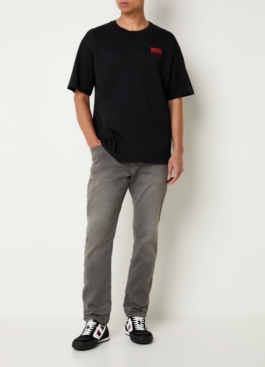 Diesel T-Boxt-Bisk T-shirt met logo- en backprint - voorkant 2 zwart