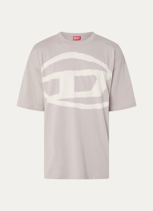 Diesel T-Boxt-Bleach T-shirt met logoprint - voorkant 2 grijs
